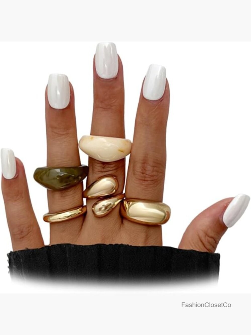 5Pcs Chunky Gold Knuckle Ring Set Vintage Geometric Dome Midi Rings Stackable